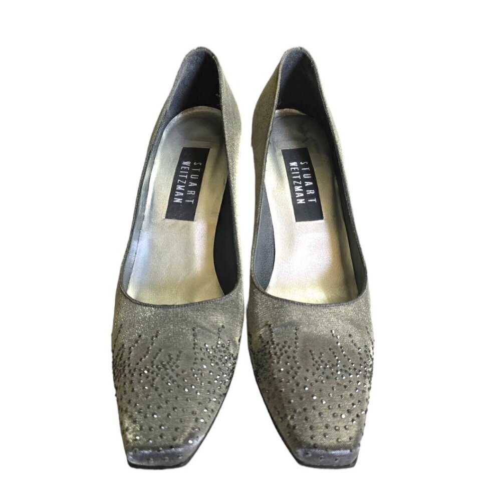 Stuart Weitzman Silver Explosion Rhinestone Squar… - image 2